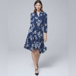 White House Black Market Long Sleeve Soft Floral Print Blouson Donatella Ecru 2